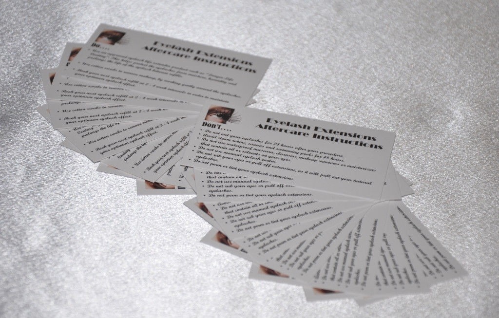 Eyelash Extensions After Care Instruction Cards Procedures