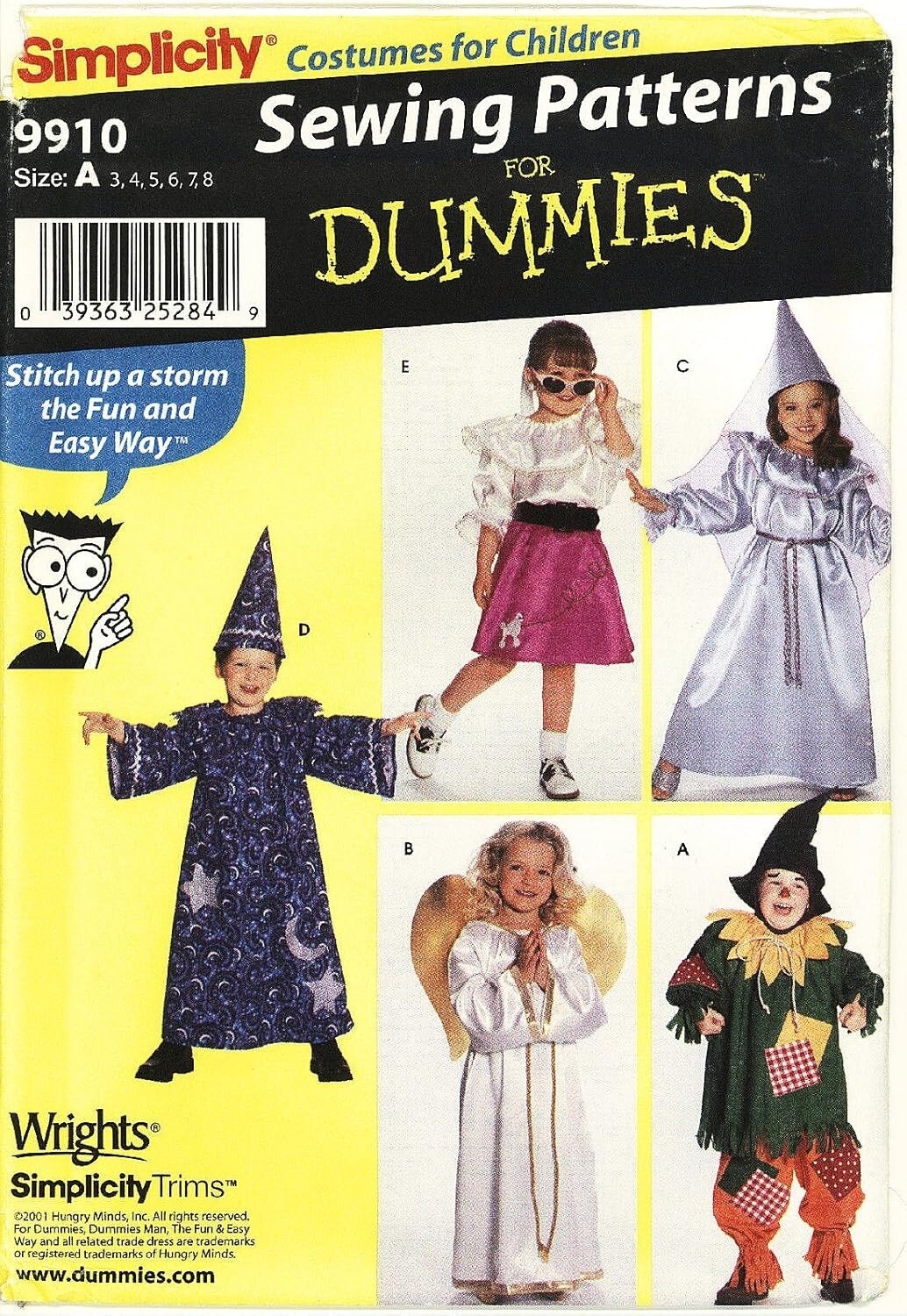 Simplicity 9910 Childrens Sewing Patterns Wizard & Angel Costumes Size A 3-8