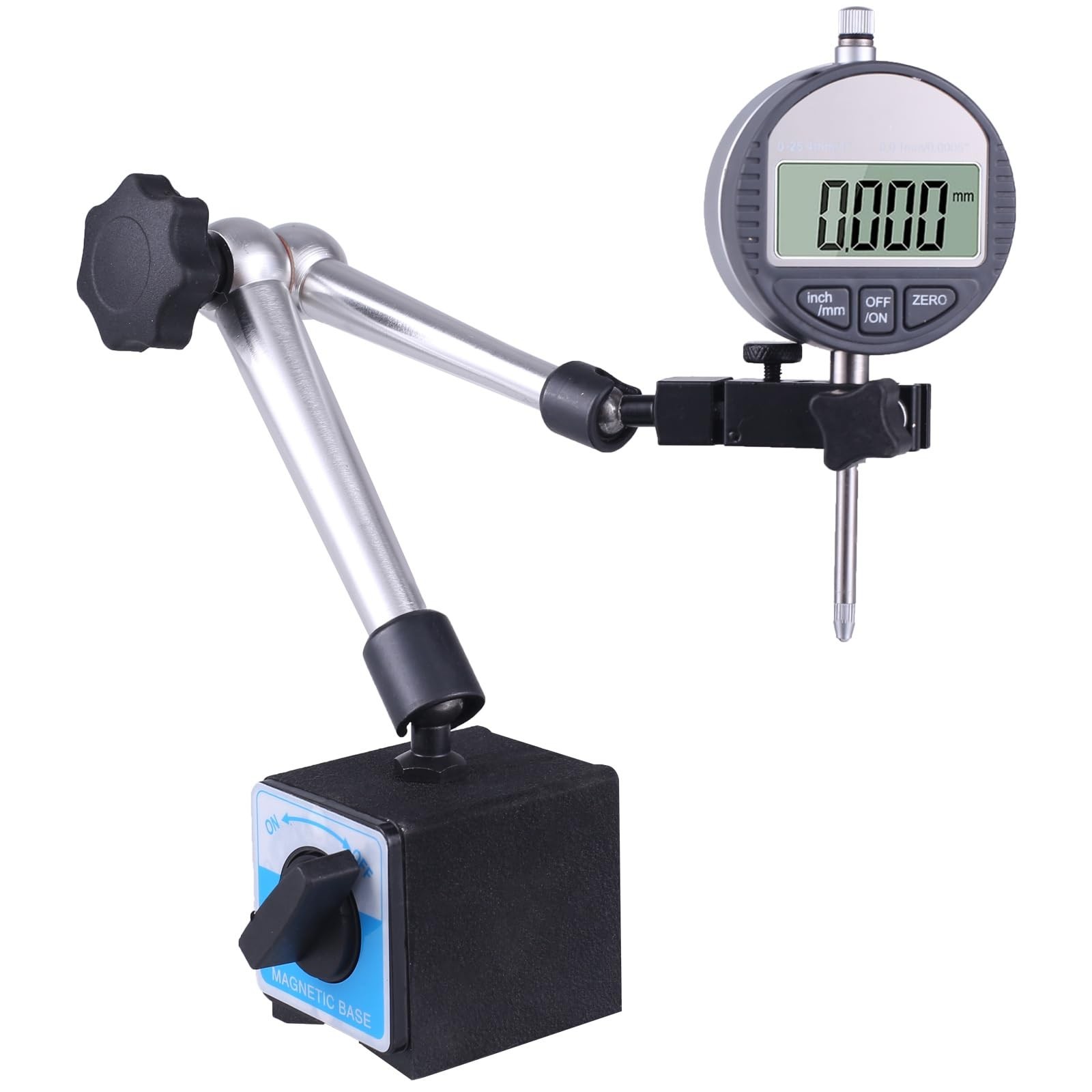 Industrial Magnetic Base Stand for Digital Dial Indicator, Quick Release, Three