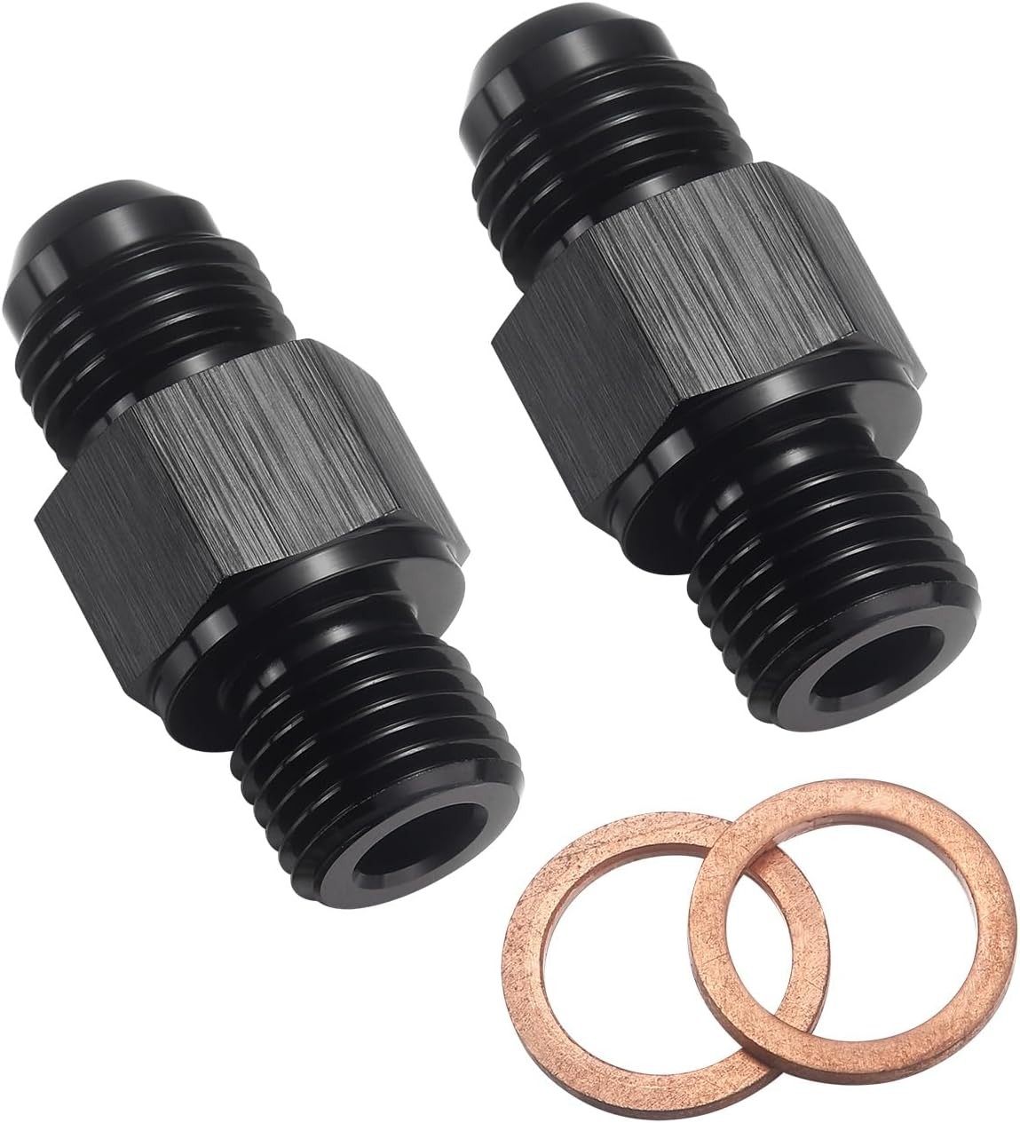 6AN Male Flare to 1/4 NPSM Transmission Cooler Adapter Fitting Aluminum Black Fi