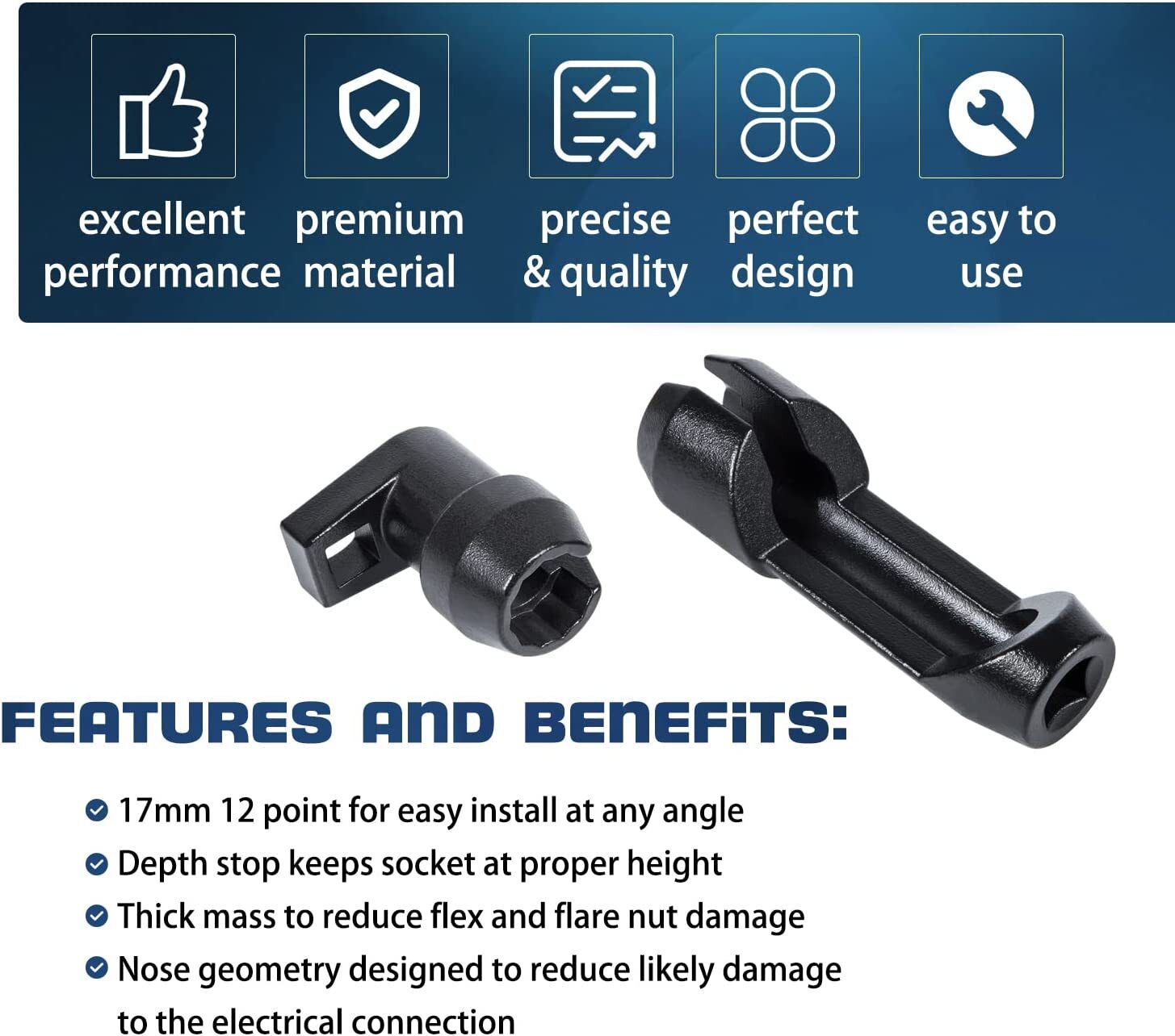 for Ford 6.7L Injector Socket Set 17 mm 12 point Injector Line Removal Tool Kit