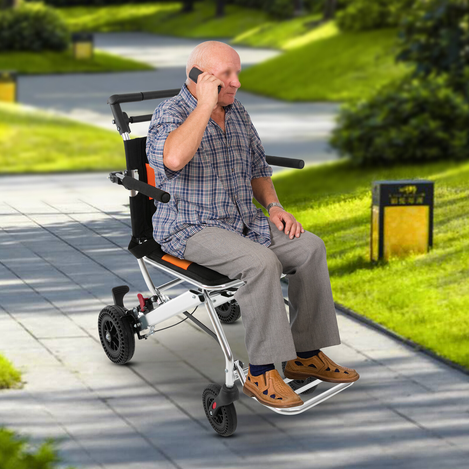 Travel Transport Wheelchair for Adults and Seniors Portable Folding Wheelchair
