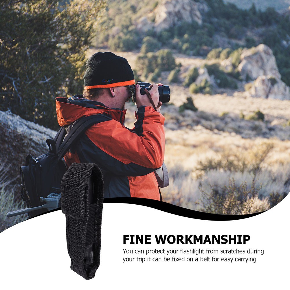 5Pcs Black Cloth Flashlight Holster with Durable Outdoor Design