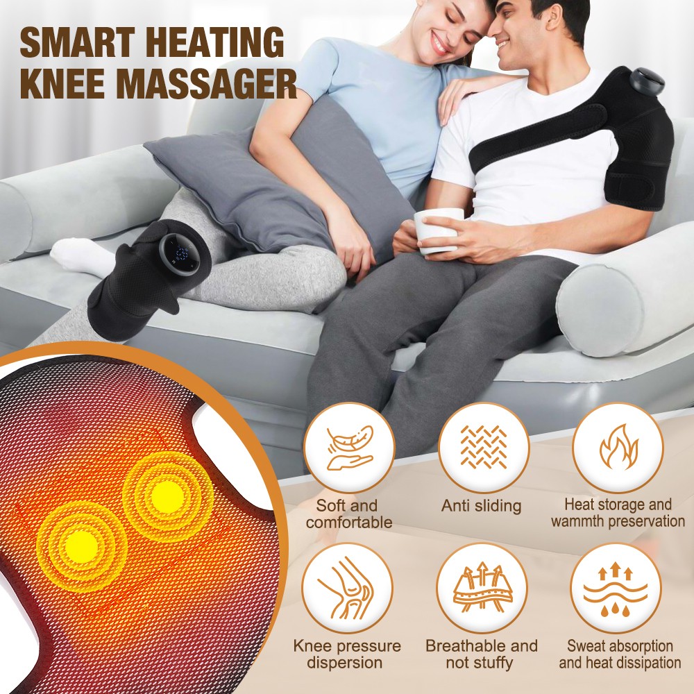 Cordless Knee Elbow Shoulder Massager with 5 Vibration Modes, 5 Heating Levels