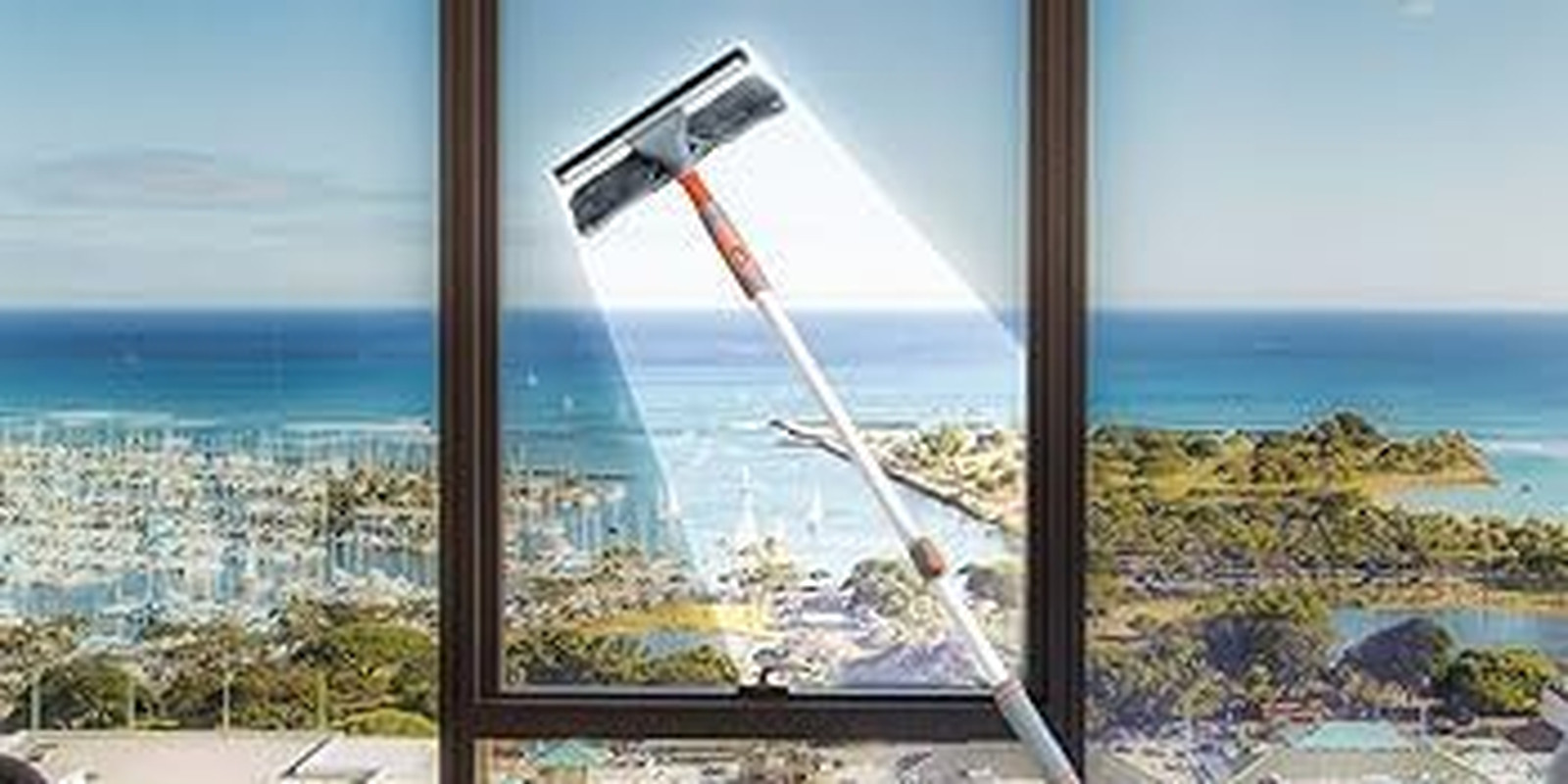 Window Squeegee Cleaner, 2 in 1 Shower Squeegee with Extension Pole