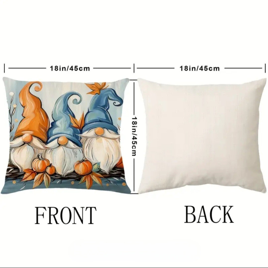 Fall Pillow Throw Covers Gnomes Decorative Autumn Pumpkin Thanksgiving 4 Pc