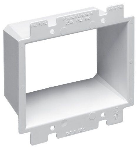 Arlington BE2, 1-1/2" Extends, White, Plastic, 2-Gang, Box Extender, 1pc