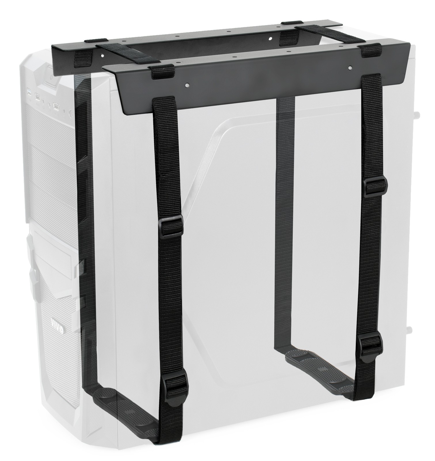 VIVO Black Under-Desk PC Adjustable Strap Mount | Computer Case Holder
