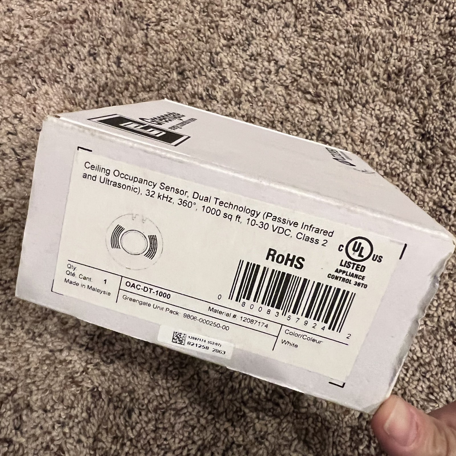 Cooper OAC-DT-1000 Ceiling Occupancy Sensor Dual Technology, Class 2