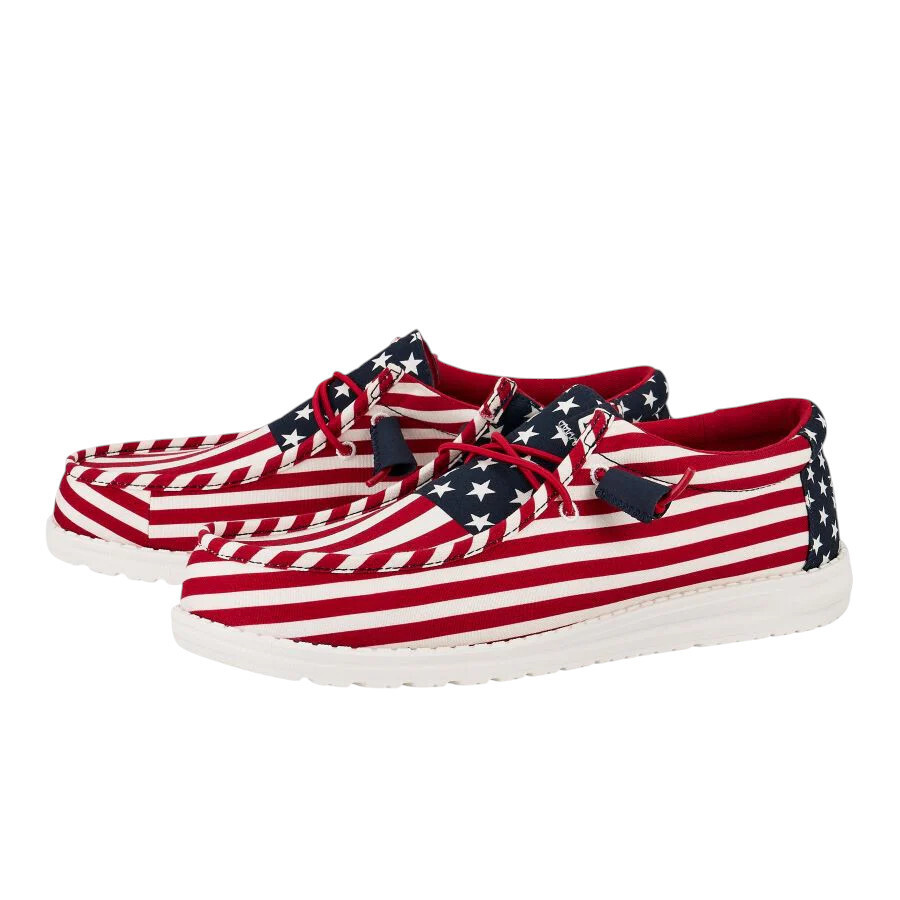 Hey Dude Wally Red White Blue Americana USA Flag Slip On Shoes Men's Size 9