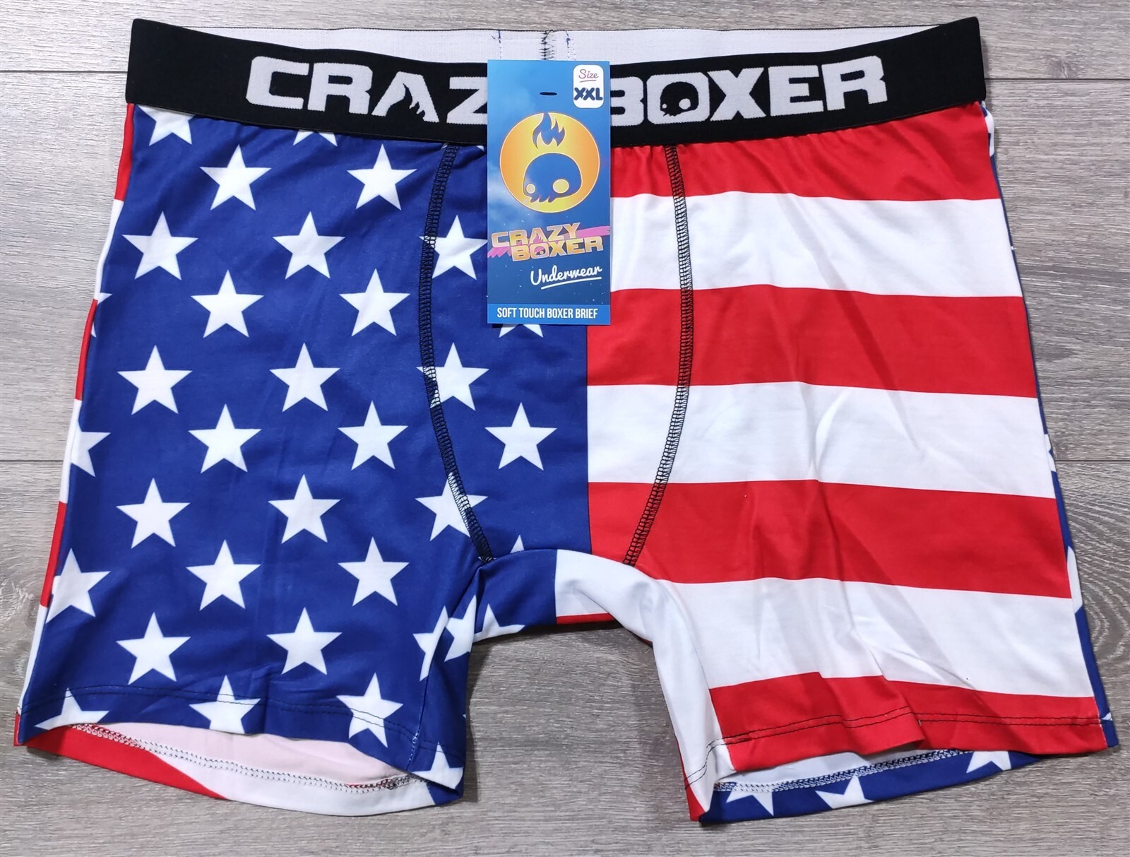 Crazy Boxers Adult 2XL Red White Blue American Flag Underwear Briefs Mens