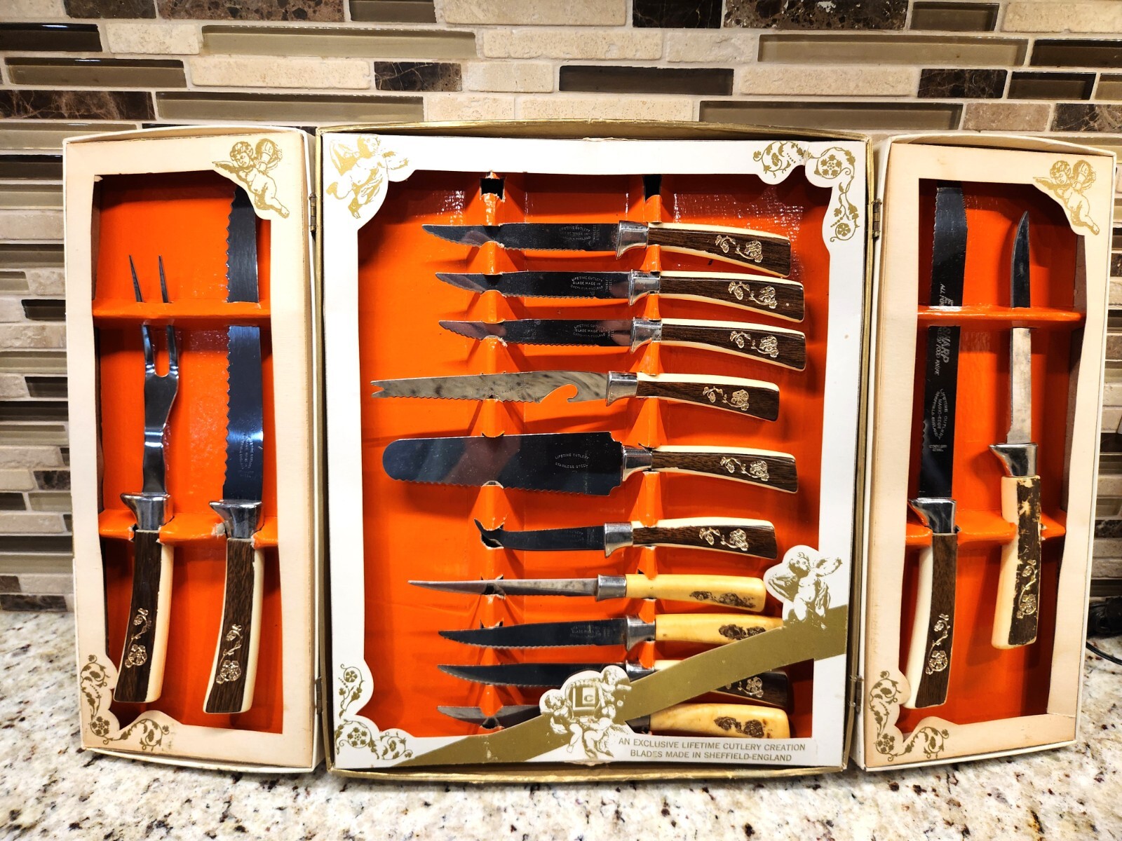 Prestige Lifetime Cutlery 18 Piece Knife Set Sheffield England Stainless Box Vtg