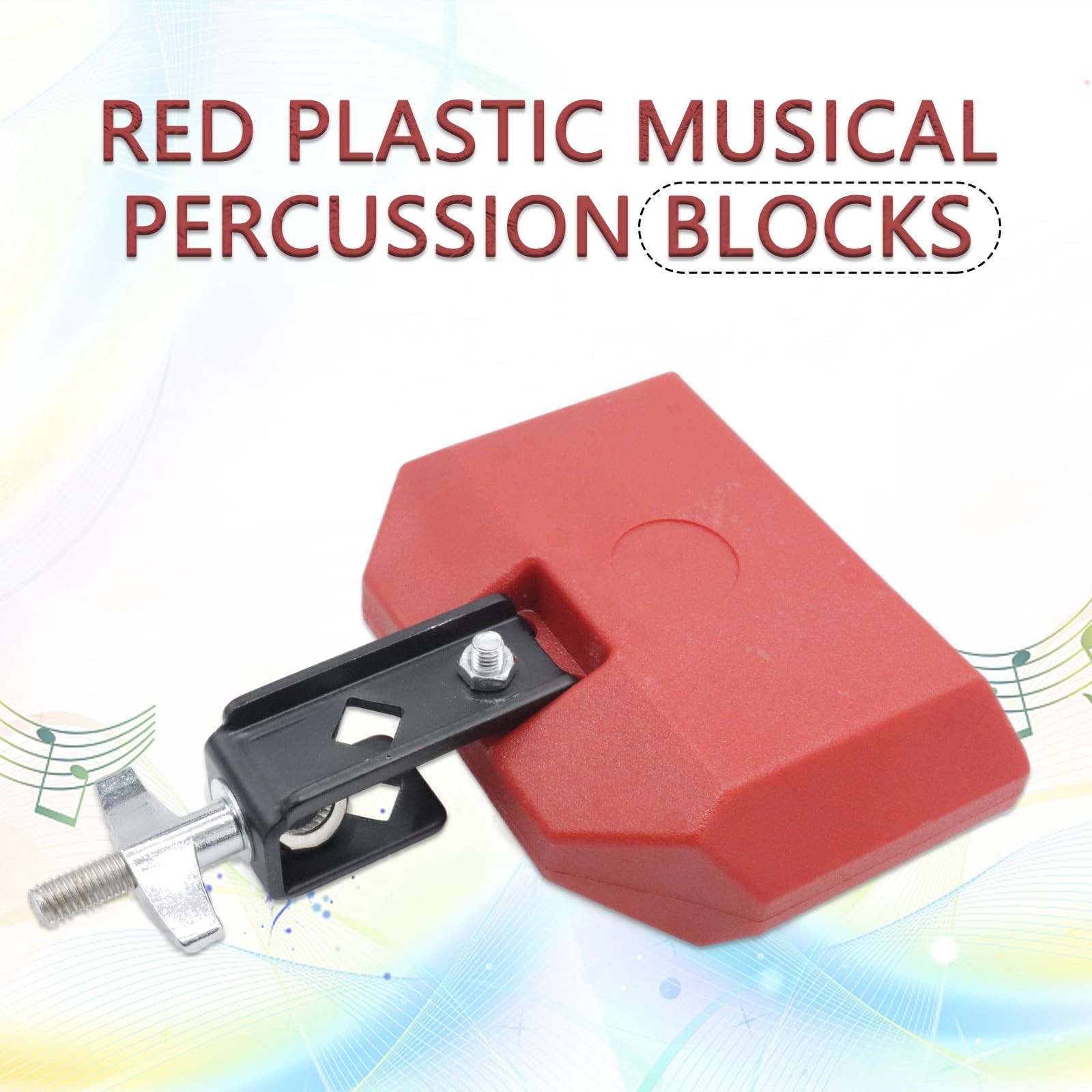 5" Jam Block, Red Plastic Musical Percussion Blocks, Adjustable Mounting Brac...