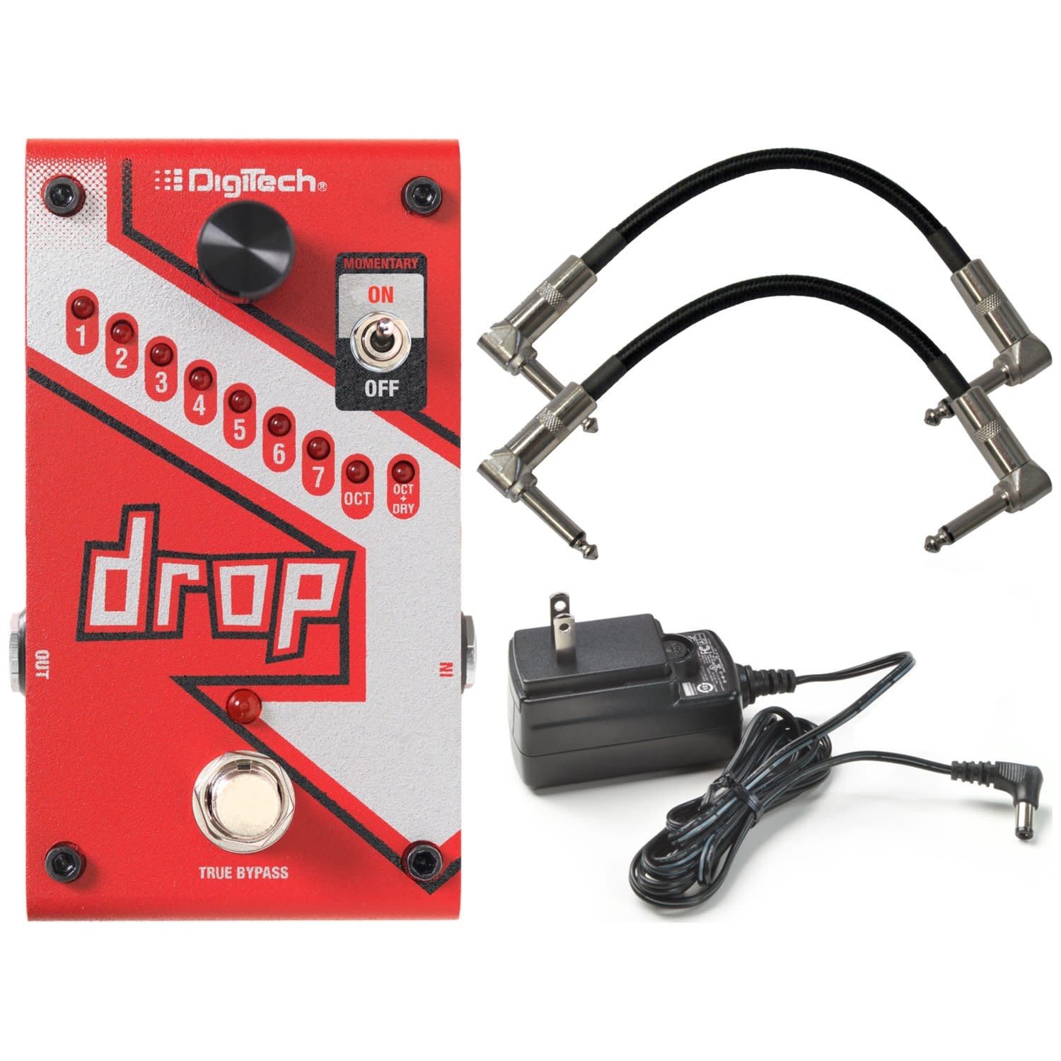 Digitech DROP Compact Polyphonic Drop Tune Pitch-Shifter w/ Power Supply and 2 P
