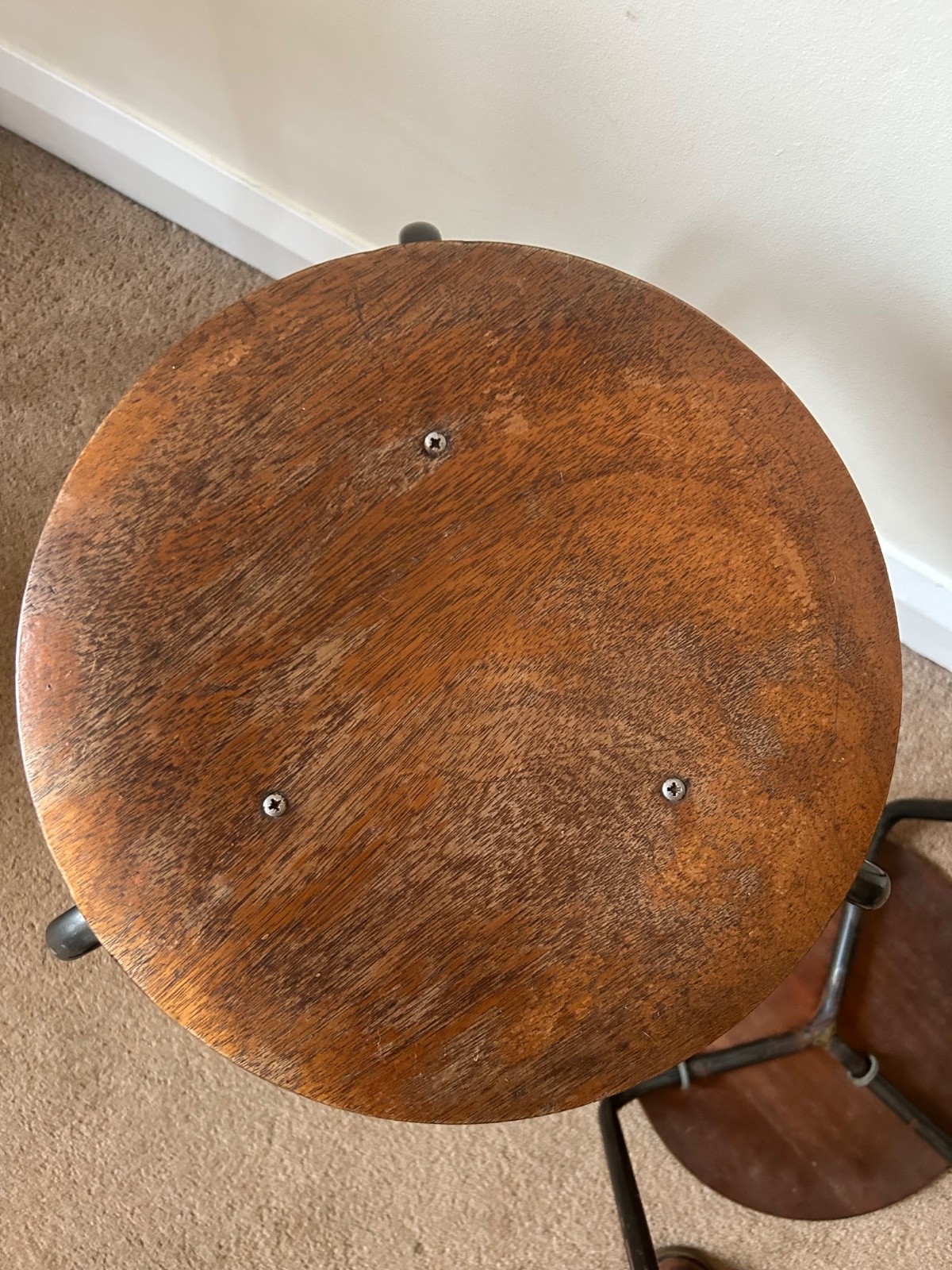 Pair of plywood dot stools stackable mcm retro vintage