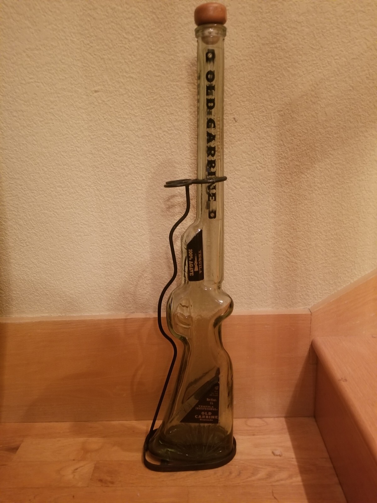 OLD CARBINE LIMITED EDITION RIFLE SHAPED TEQUILA BOTTLE DECANTER W/ STAND