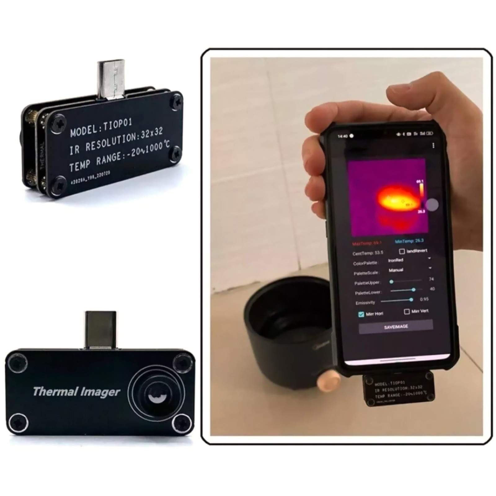 USB TypeC Multi-Language Thermal Imaging Camera Imager for Android Mobile Phone
