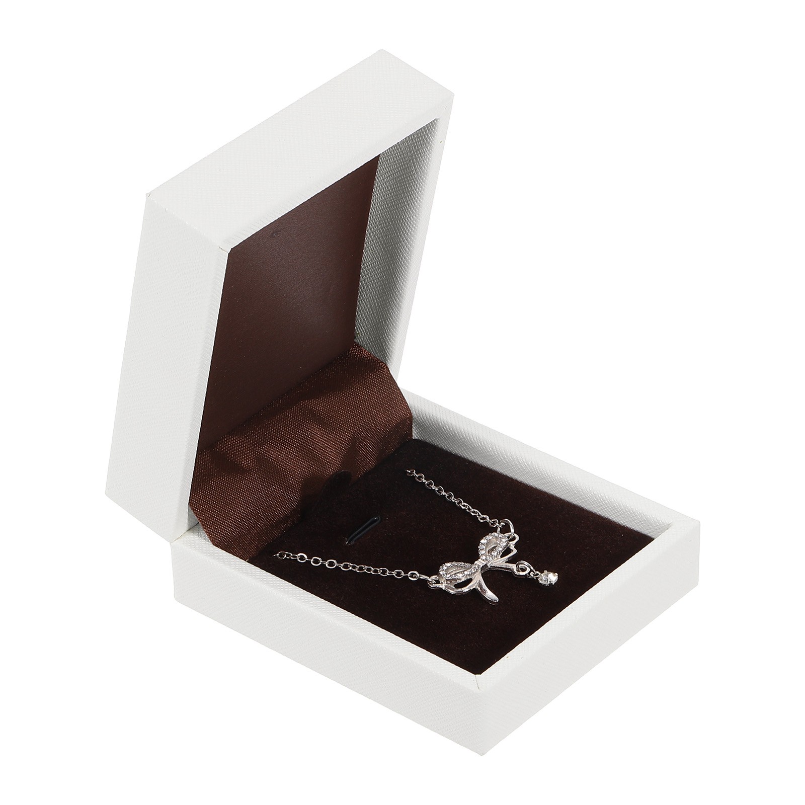 Leather Necklace Pendant Box Necklace Box for Jewelry Gift White