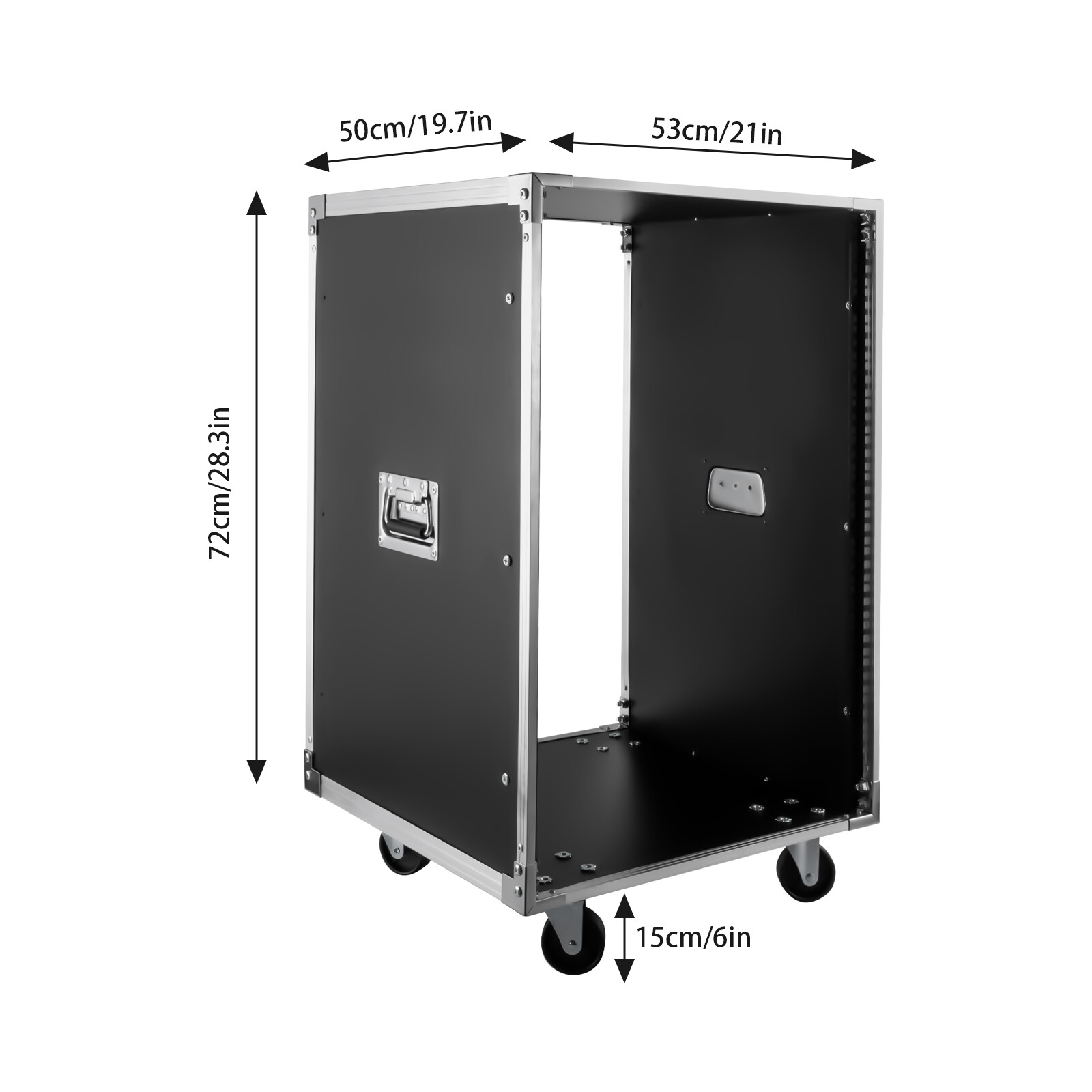 16U Cabinet Rolling Network Rack Audio Studio Video Telecom Equipment Rack Black