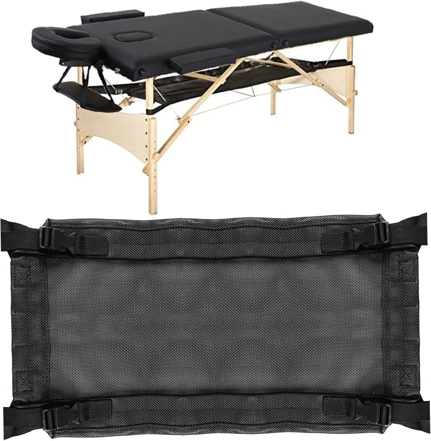 Massage Porta Shelf Hammock,Extra Large Under-Desk Storage Mesh Pocket for Bolst