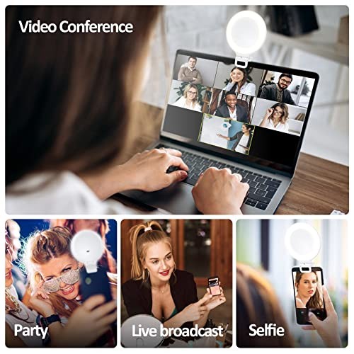 Selfie Ring Light, Clip on Ring Light Touch Control, Rechargeable 800mAh 60LED