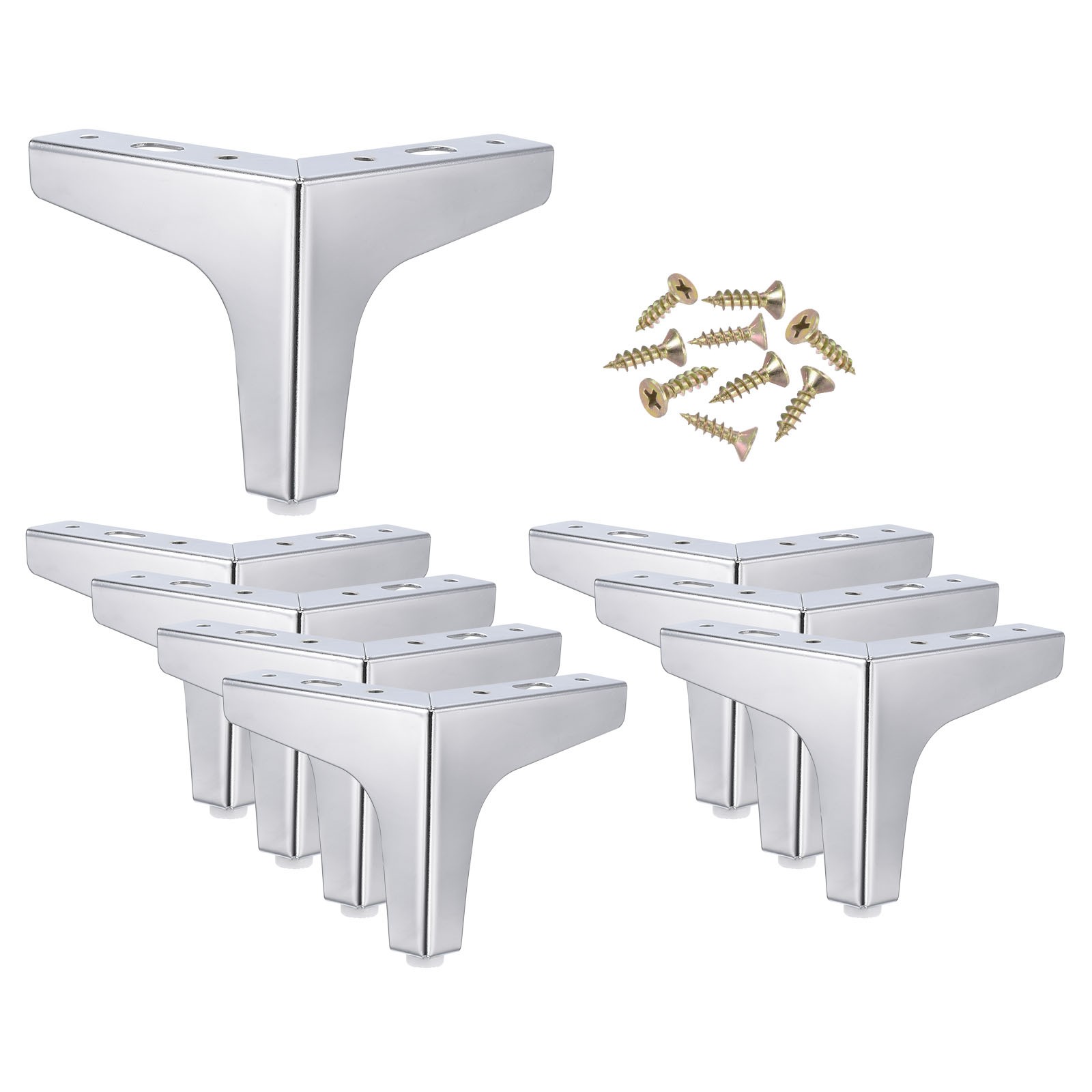 8Pcs Metal Furniture Replacement Sofa Legs 4 Inch for Cabinet Couch, Silver