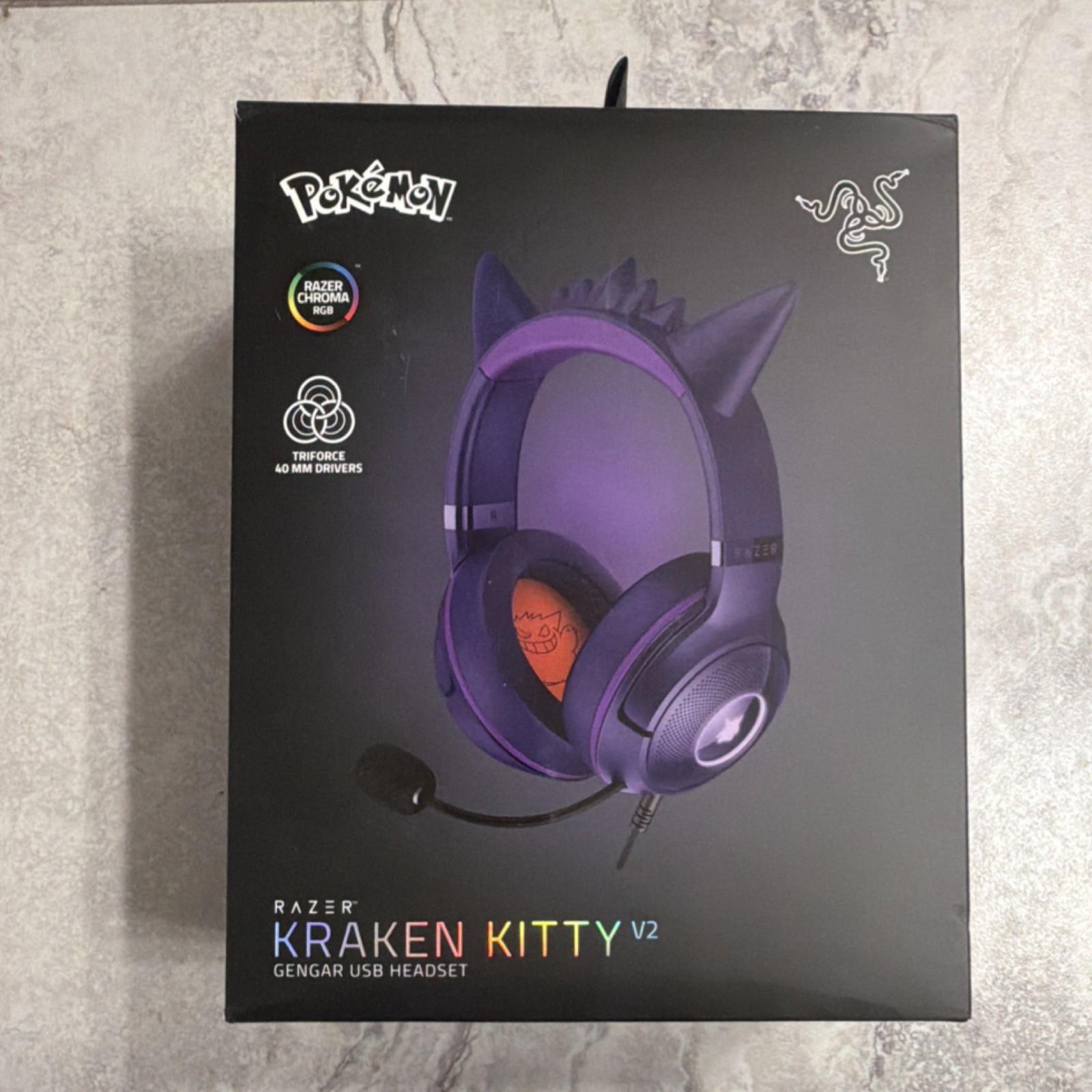 Razer Kraken Kitty V2 Pokémon Gengar USB Headset Purple USB Adjustable Mic
