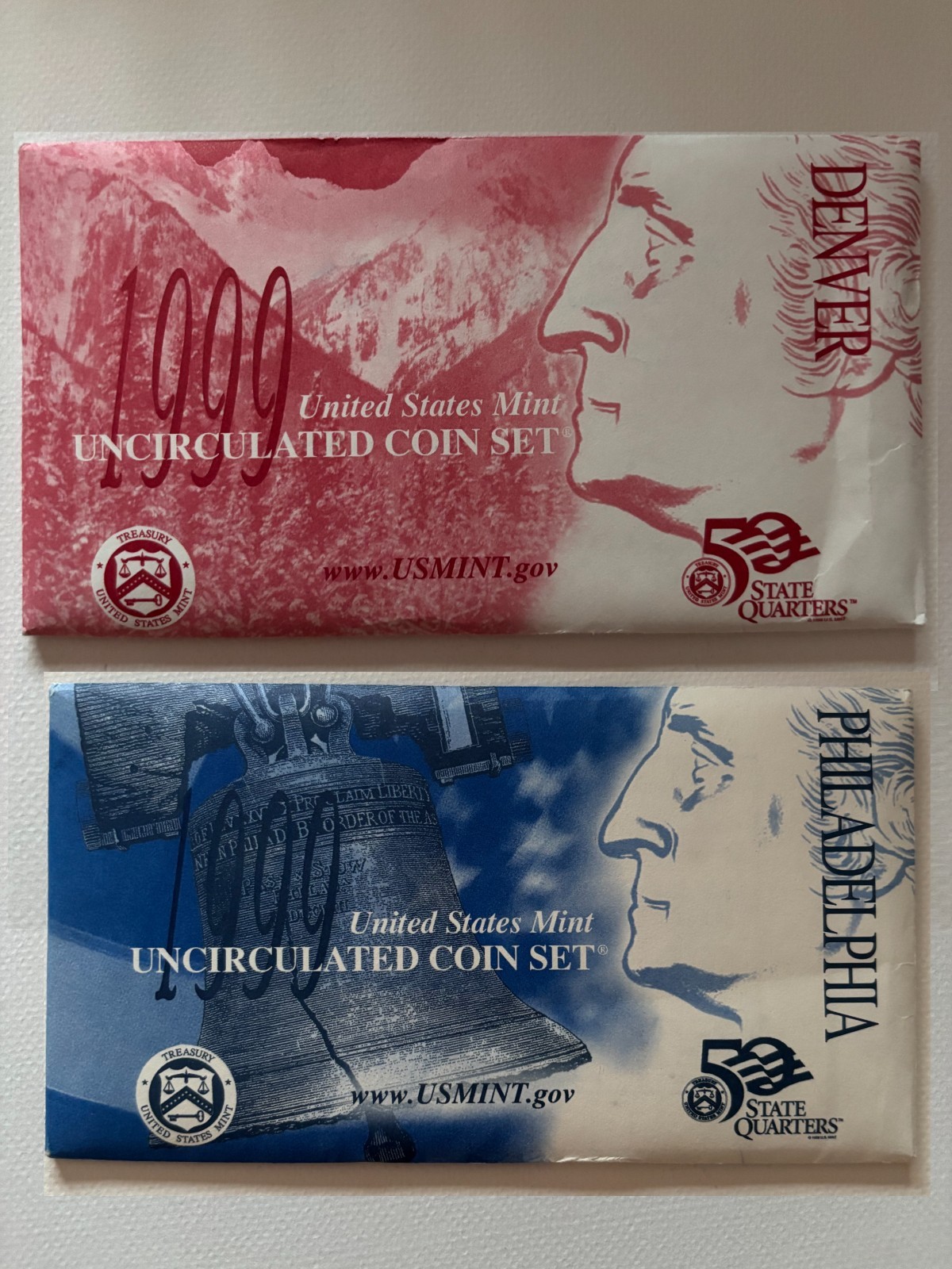 1999 Uncirculated Denver & Philly Mint Coin Set - Original Government Packaging