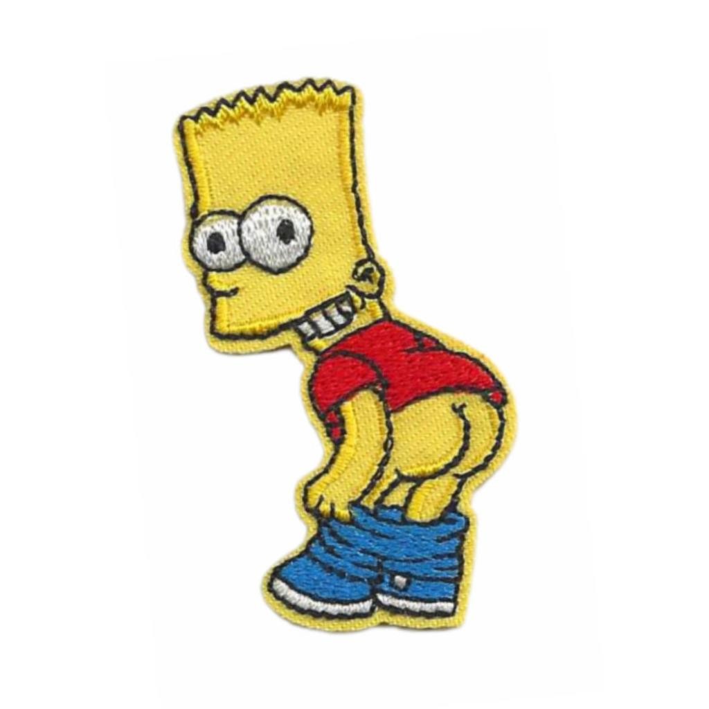 BART SIMPSON MOONING IRON ON PATCH 2.4" Funny Moon Butt Embroidered Applique NEW