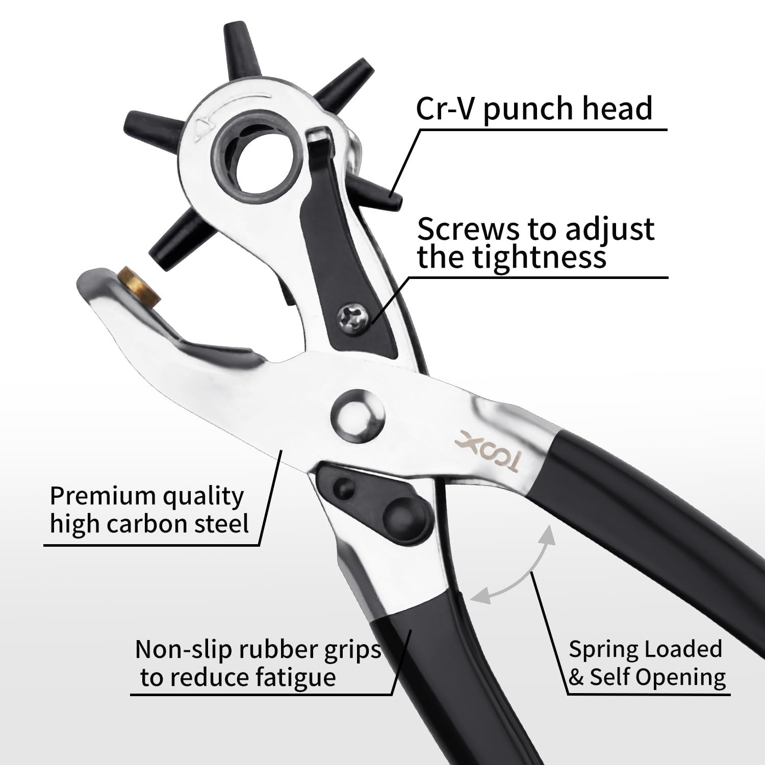 Durable Ergonomic Leather Hole Puncher: 6 Sizes for Ultimate Crafting Precision