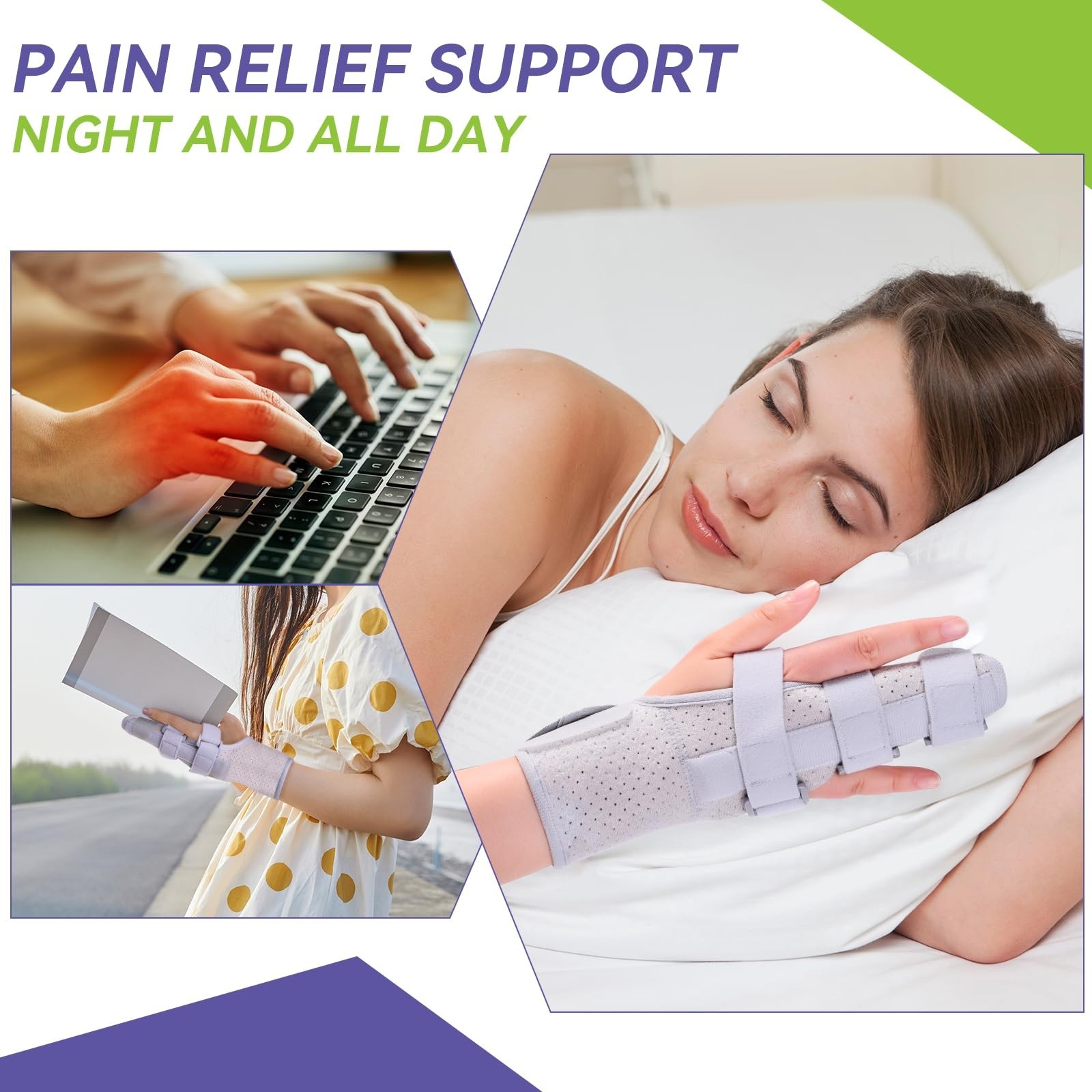 Trigger Double Finger Splint Brace Joint Stabilizer, Middle Hand Brace with B...