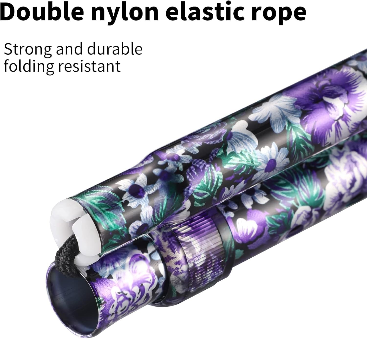 Floral Folding Walking Cane Lightweight Adjustable Stability NonSlip Base
