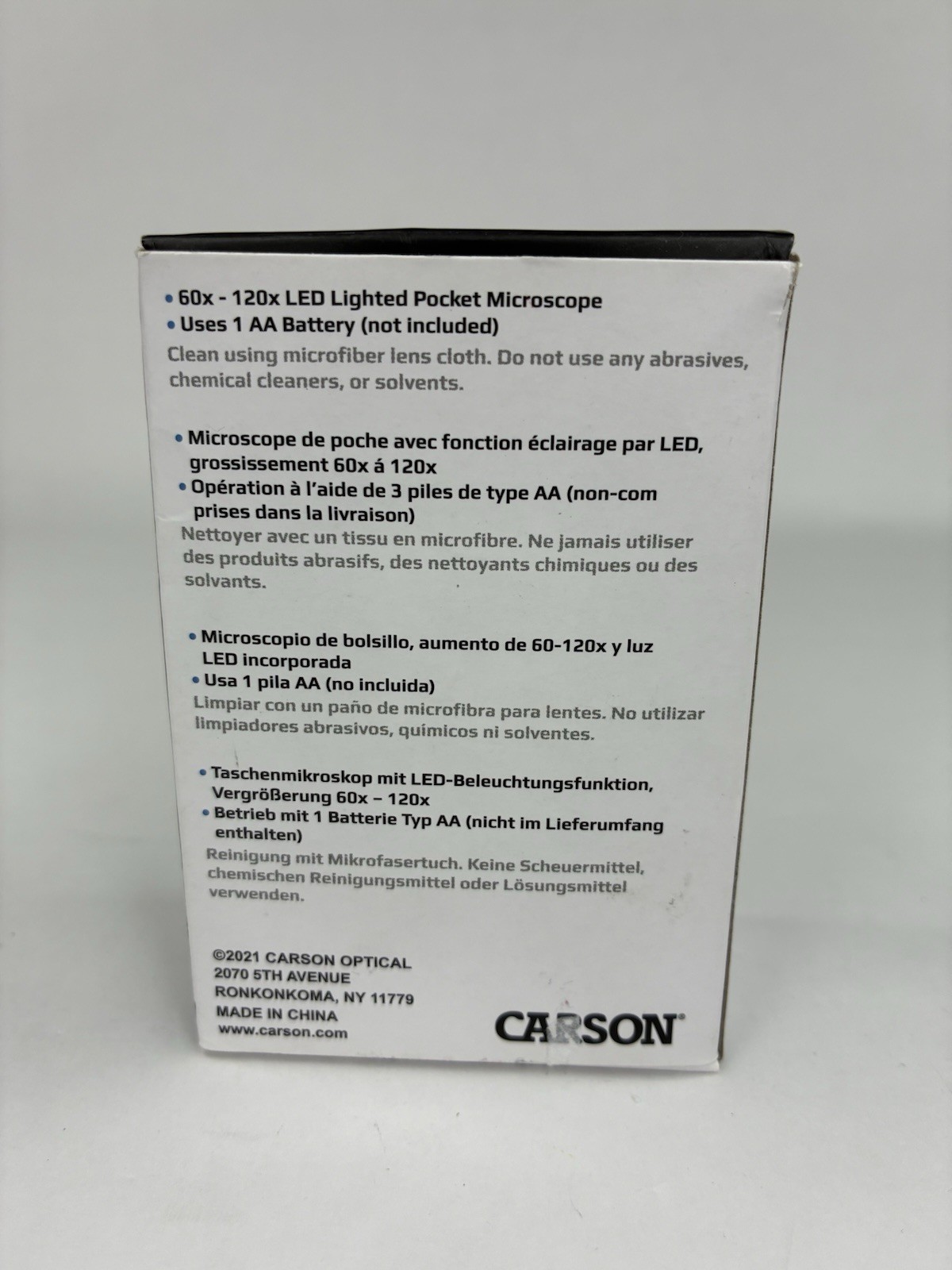 CARSON 60-120x LED Lighted Pocket Microscope, Black/Gray MM-300