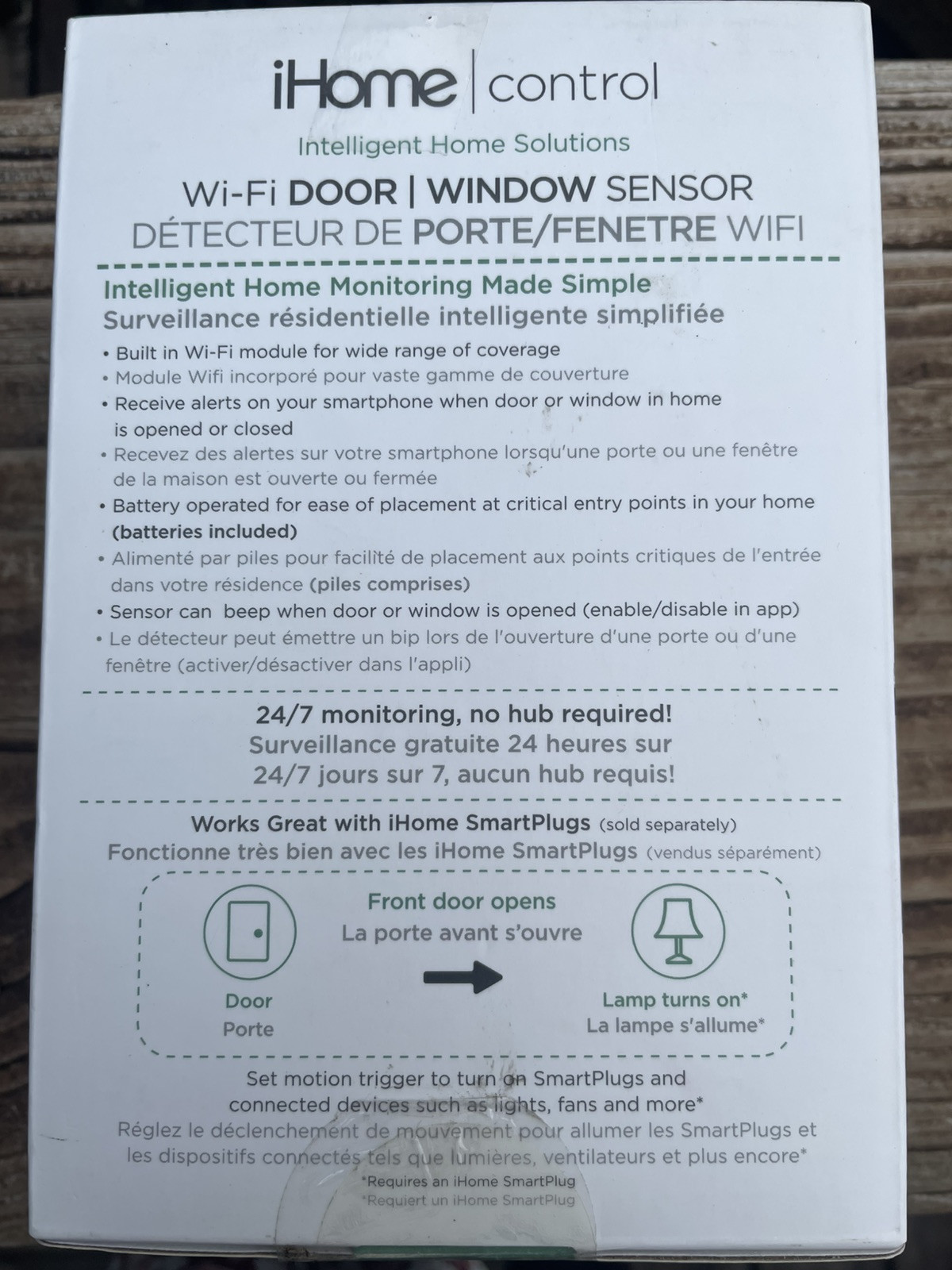 NEW iHome Control Wifi Door/Window Battery Powered Sensor White ISB04WC