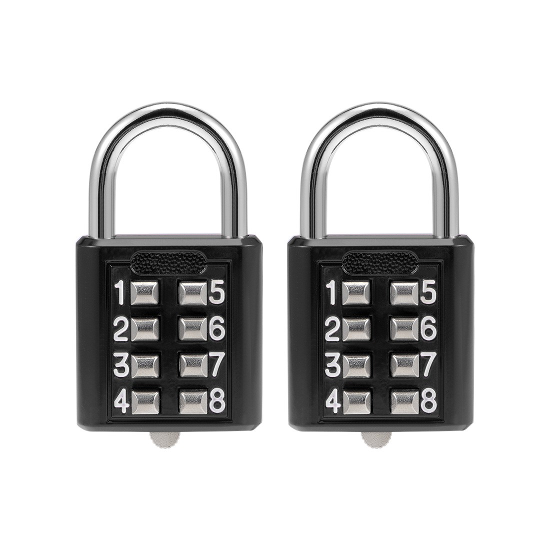 8-Digit Combination Padlock Push Button Lock for Locker Cabinet Black 2Set