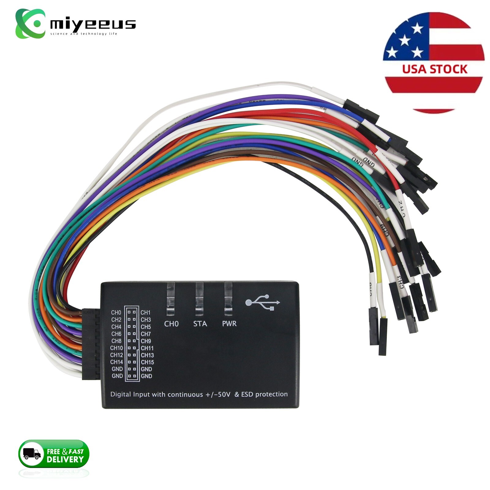 Mini 16 Logic Analyzer USB 100M Max Sample Rate 16CH Version 1.1.34 (US Stock)