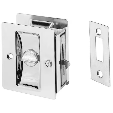 Rockwood 891.26D Locking Pocket Pull Handle, Brass, Chrome, Clips/Fasteners
