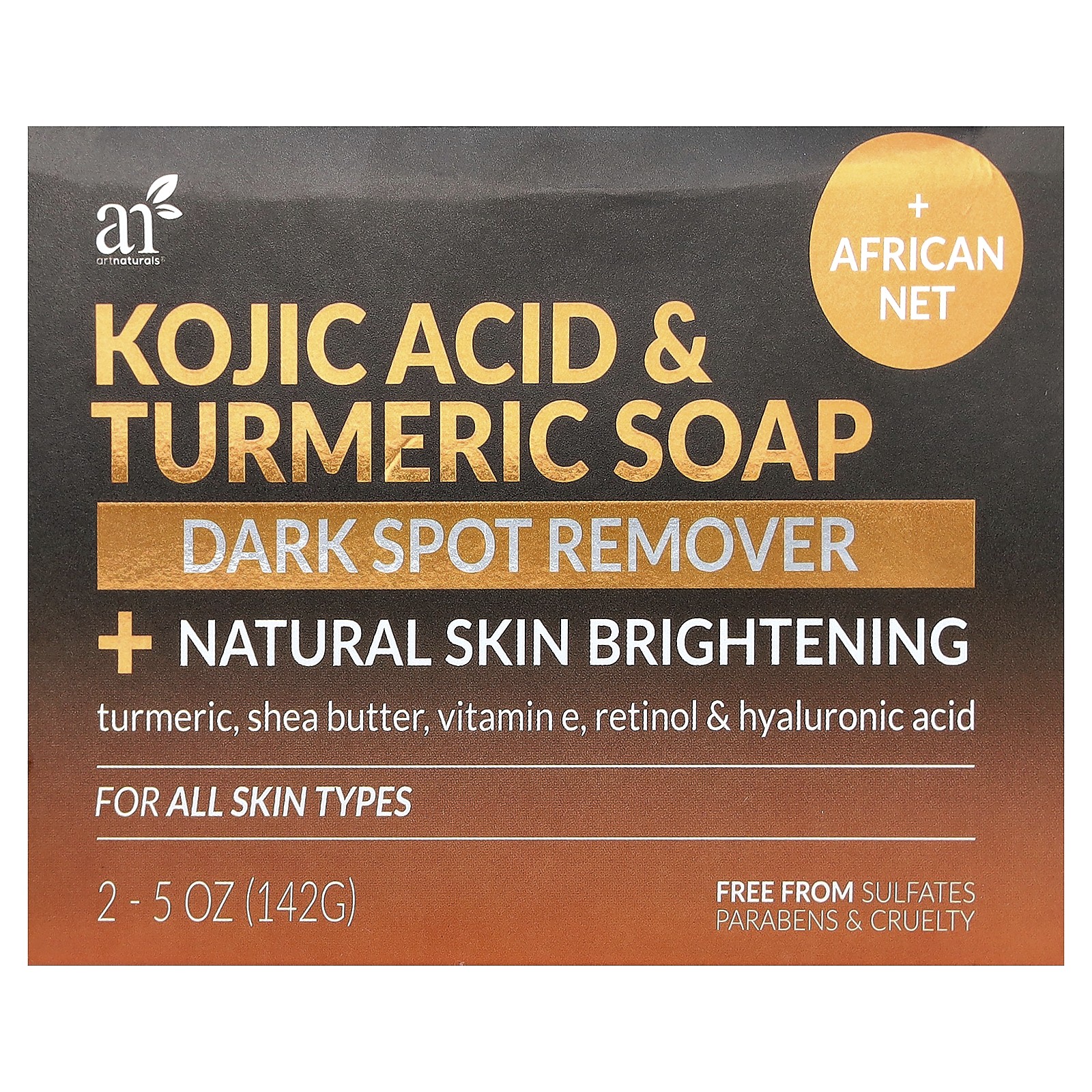 Kojic Acid & Turmeric Bar Soap, For All Skin Types , 2 Bars, 5 oz (142 g) Each