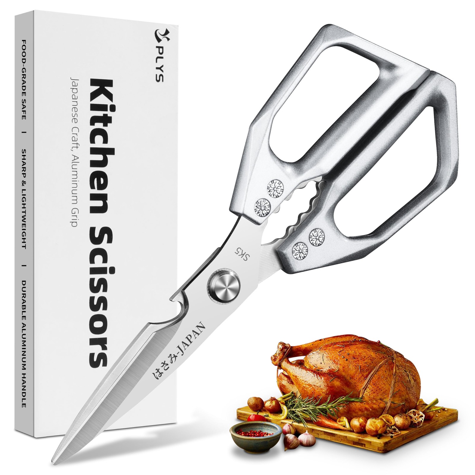 Plys Poultry Shears, Kitchen Scissors for Medium, Silver