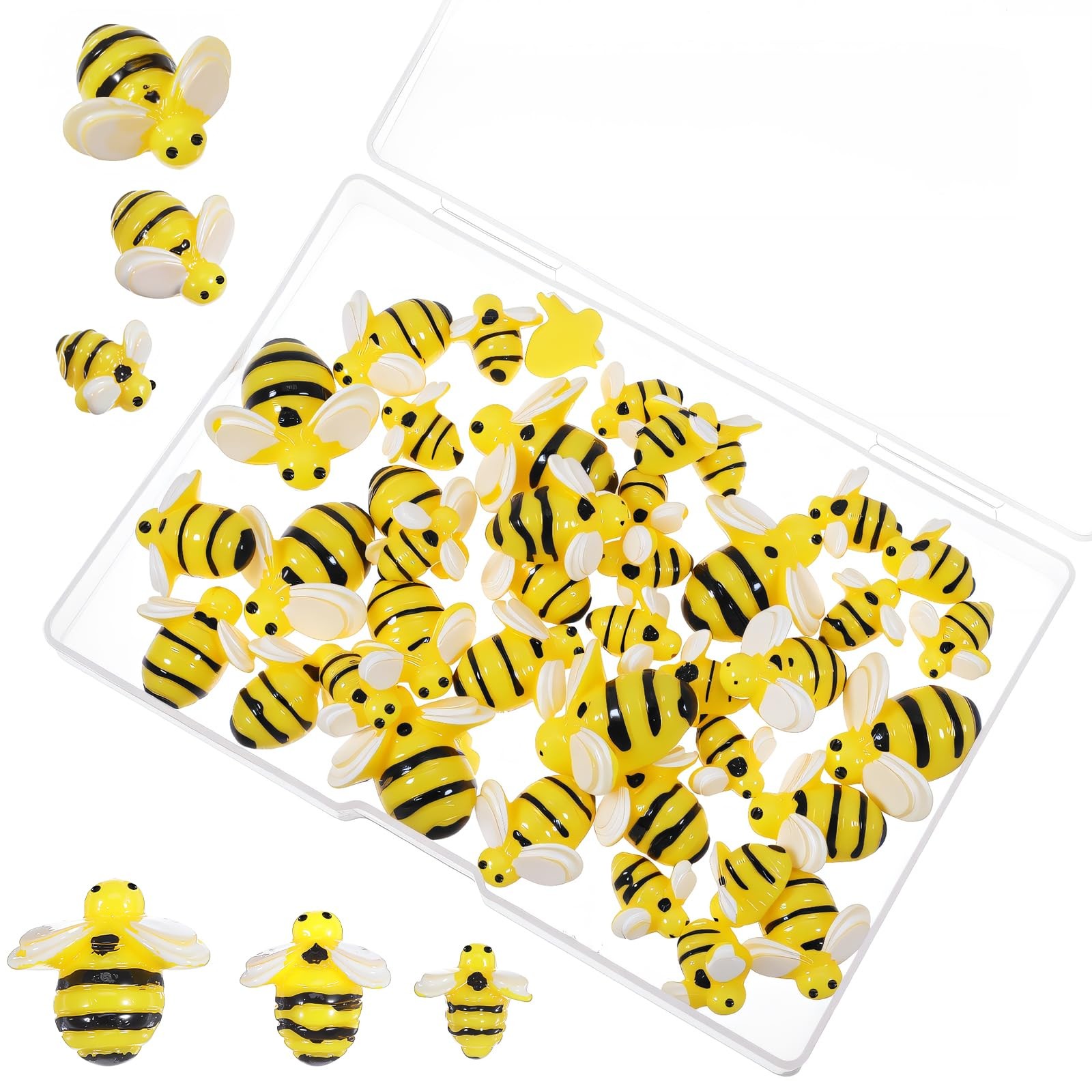 36 PCS Mini Bees Resin Bees for Crafts DIY Dollhouse Miniatures Micro Landsca...