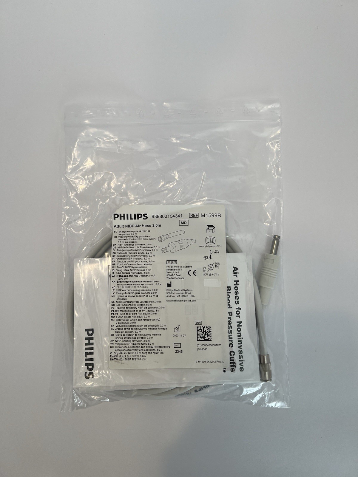 Philips Adult NIBP Air Hose 3.0m Ref M1599B /989803104341 Brand New