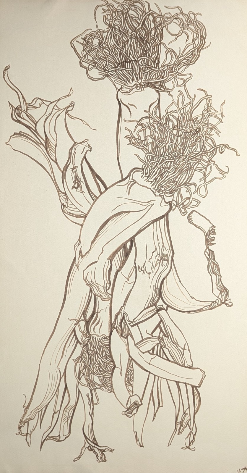 Fritz Kreidt, tree composition, drawing, unsigned