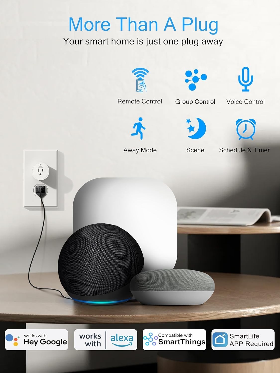 Indoor Smart Plug 2025: 15A Voice-Activated Outlet for Efficient Power Use