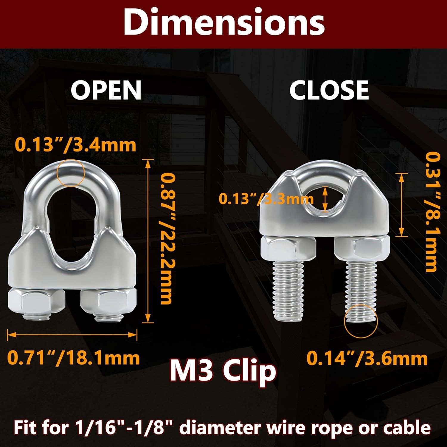 Durable 20PCS Stainless Steel Wire Rope Clips for Various Securing Needs