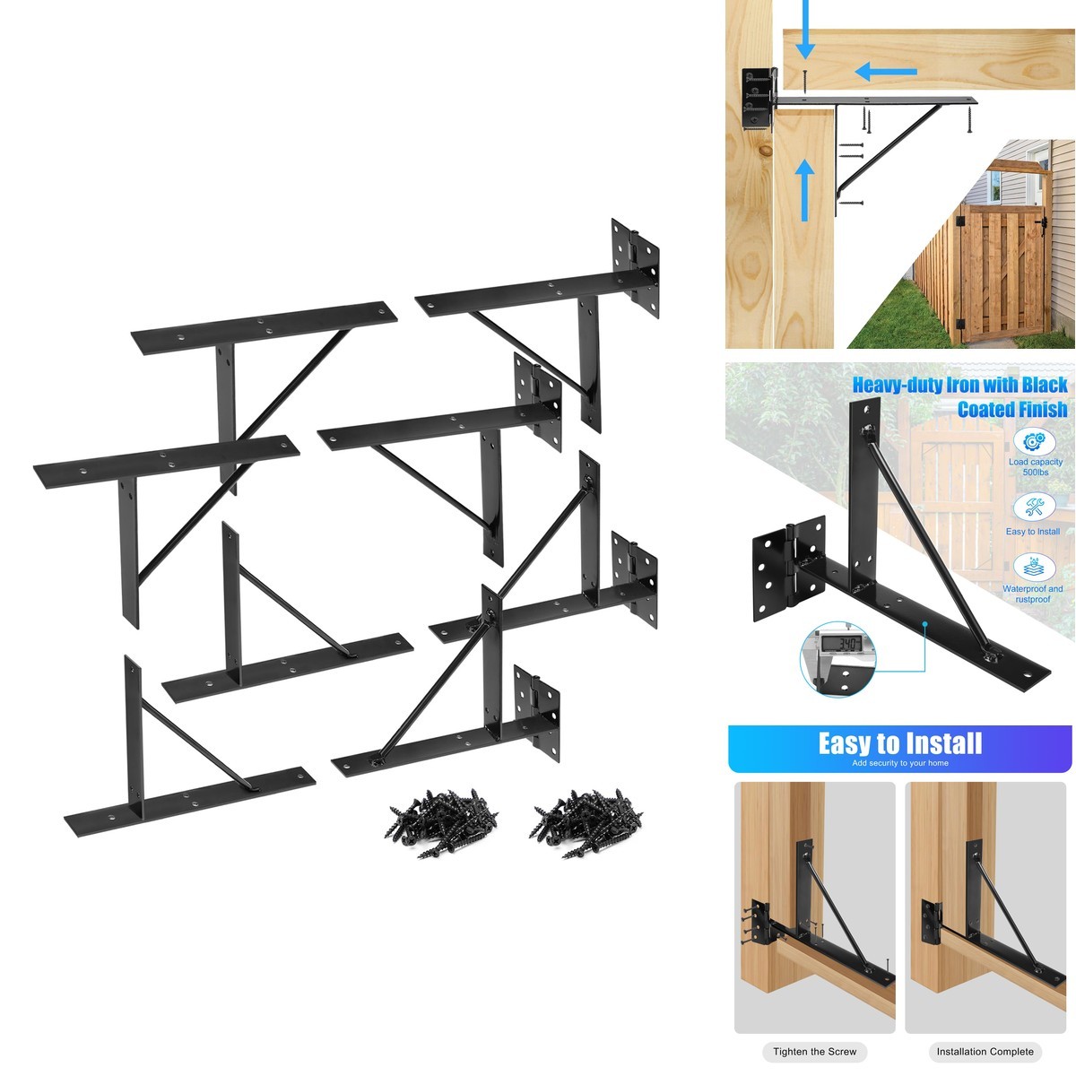 TFMUZERT Heavy Duty Fence Gate Kit Gate Hardware No Sag Kit 2x4s Adjustable