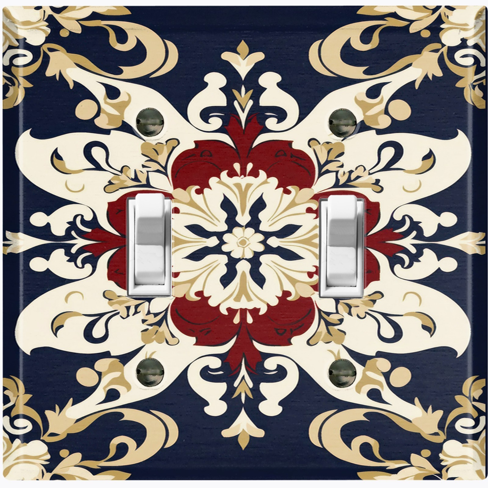 Metal Light Switch Outlet Cover Decorative Wall Plate Red Blue Floral FWR154