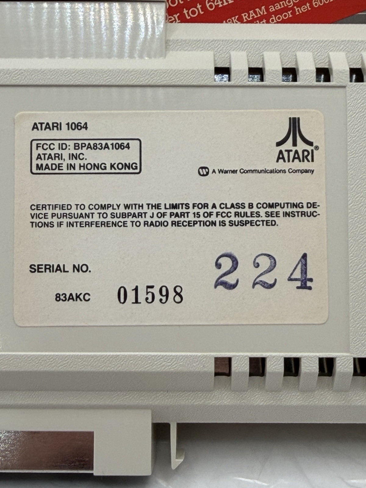 Atari 1064 Memory Expansion 64 KB For Atari 600XL Mint Condition W Original Box