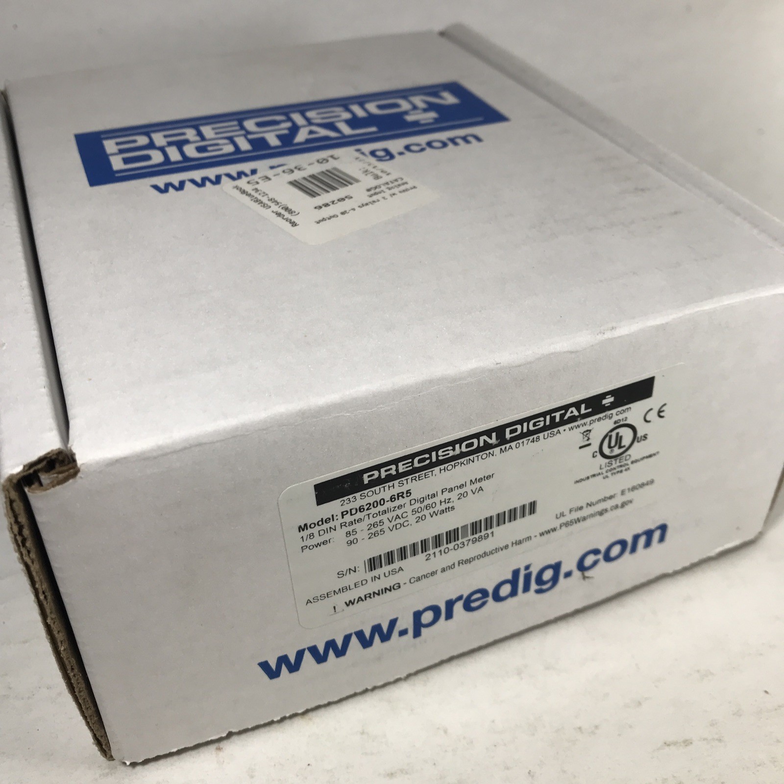 Precision Digital PD6200-6R5 1/8 DIN Rate Totalizer Panel Meter 85-265 VAC 50/60