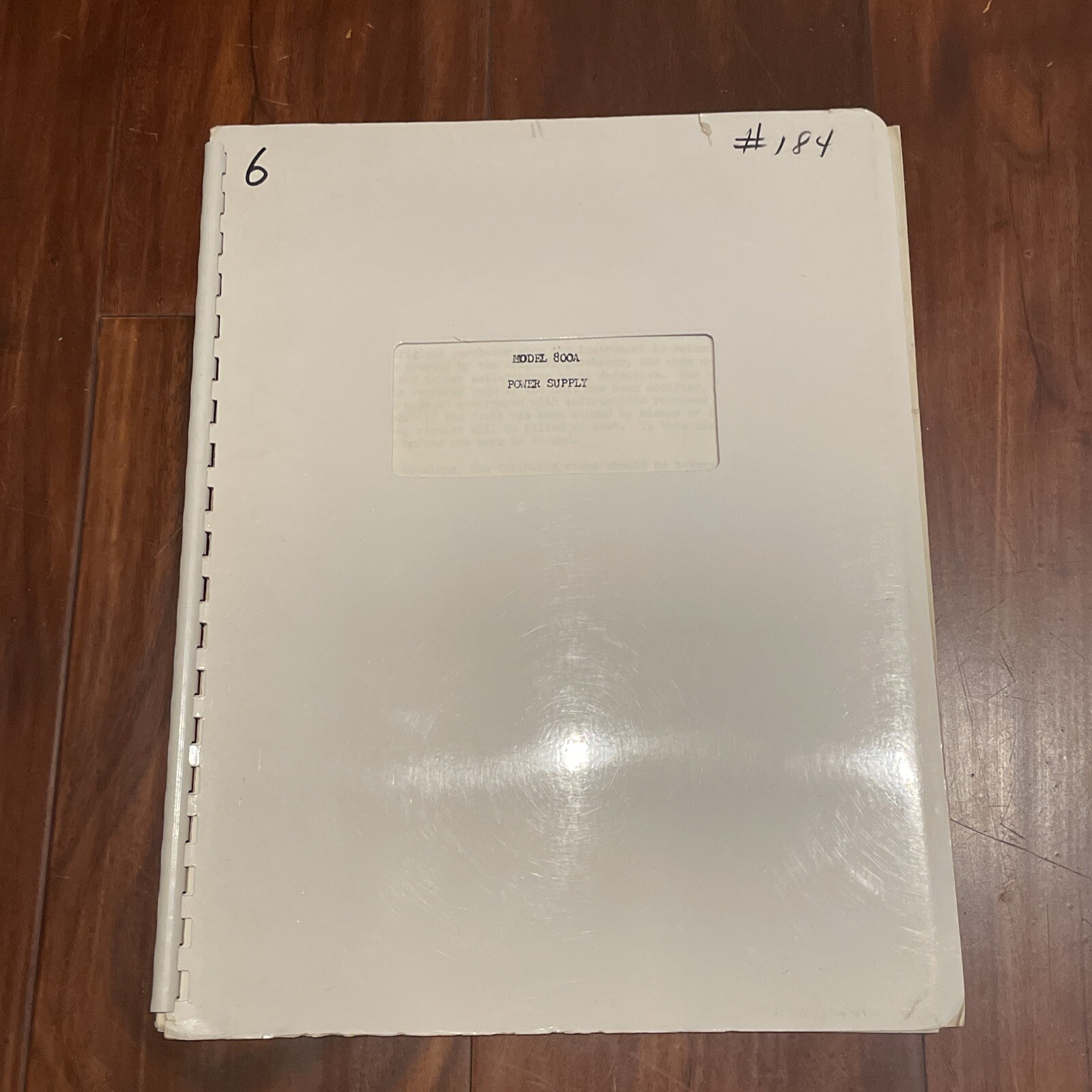 HP/HLAB 800A Power Supply  Instruction & Operating Manual