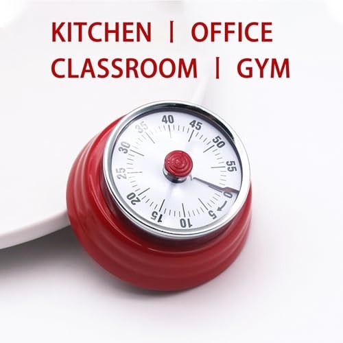 Mechanical Kitchen Timer, Eco-Friendly No Batteries Needed Magnetic 60 Red